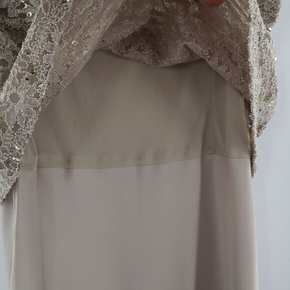 Alex Evenings Lace Sequin Dress Womens 14 Beige Cruise Formal Dance Party Event - Picture 6 of 16